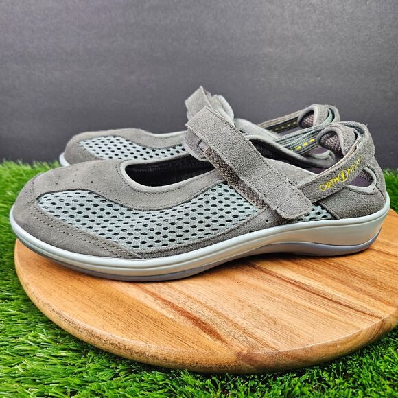 Orthofeet Womens Sanibel Mary Jane 9.5 Wide Gray Green Suede Orthotic Shoes 895 - Picture 5 of 11